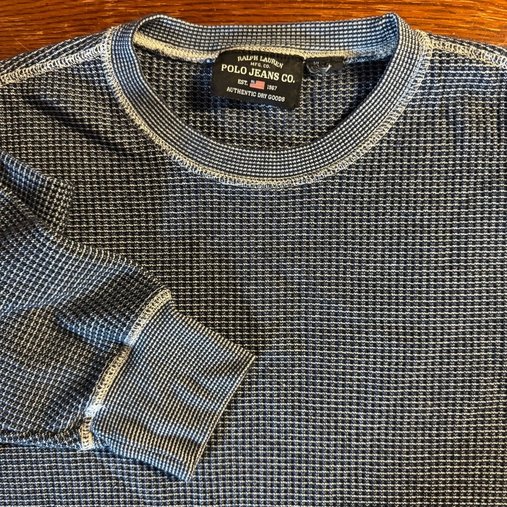Ralph Lauren Jeans XL blue/white crew pullover shirt - Picture 3 of 9